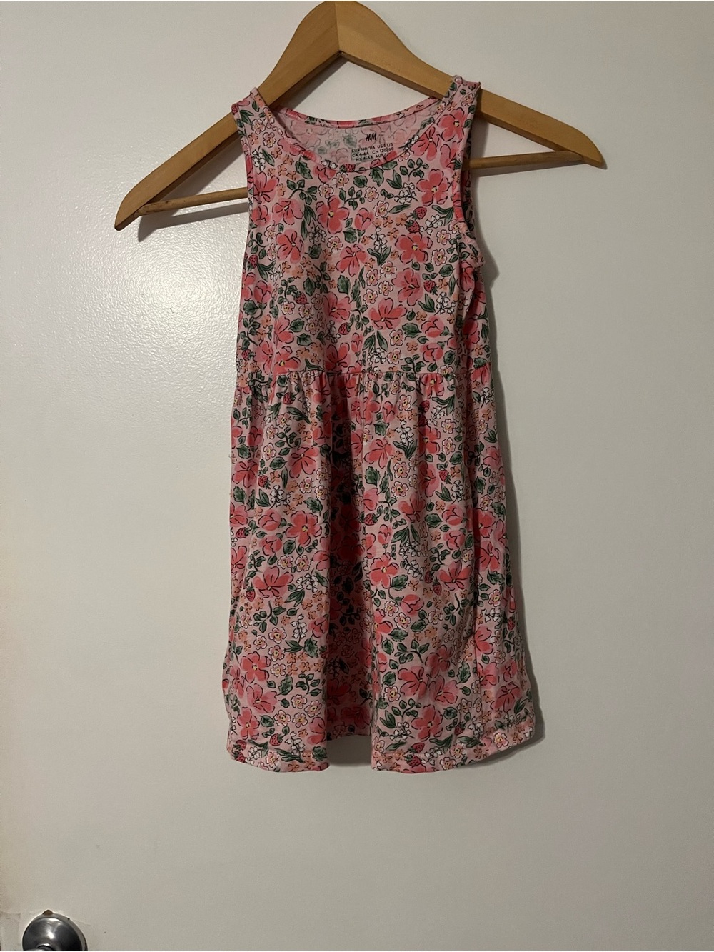 H&M Pink Floral Sleeveless Cotton Dress for Girls